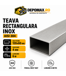 Teava rectangulara inox AISI 304, 120 x 60 x 4 mm, 6 metri Teava rectangulara inox AISI 304, 120 x 60 x 4 mm, 6 metri
